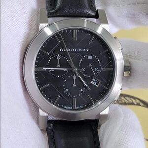 NIB Black Leather Burberry Watch